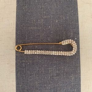 Rhinestone Safety Pin Brooch